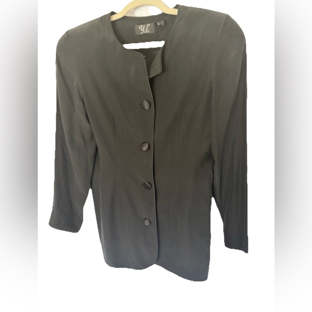 Elegant vintage Black silk Women's Jacket MED